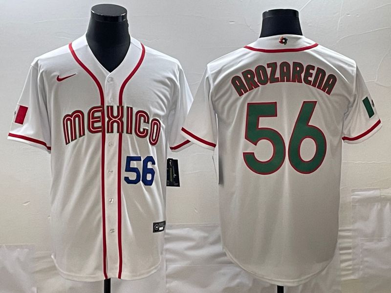 Men 2023 World Cub Mexico #56 Arozarena White green Nike MLB Jersey2